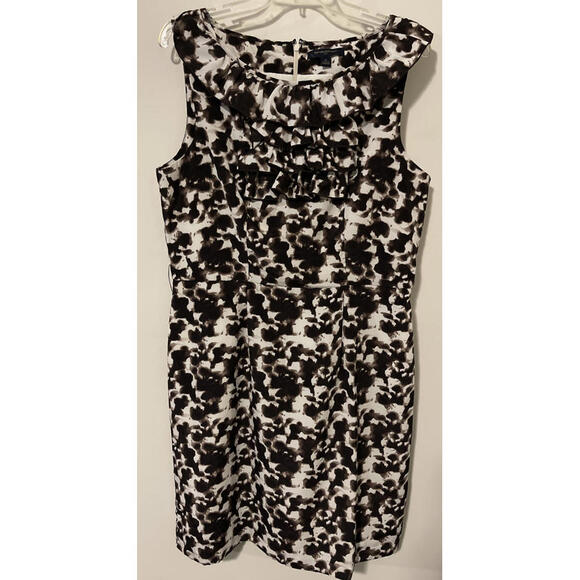 Banana Republic Dresses & Skirts - Banana Republic Womens Size 14 Brown/White Ruffled-Neck, Sleeveless Dress! M128